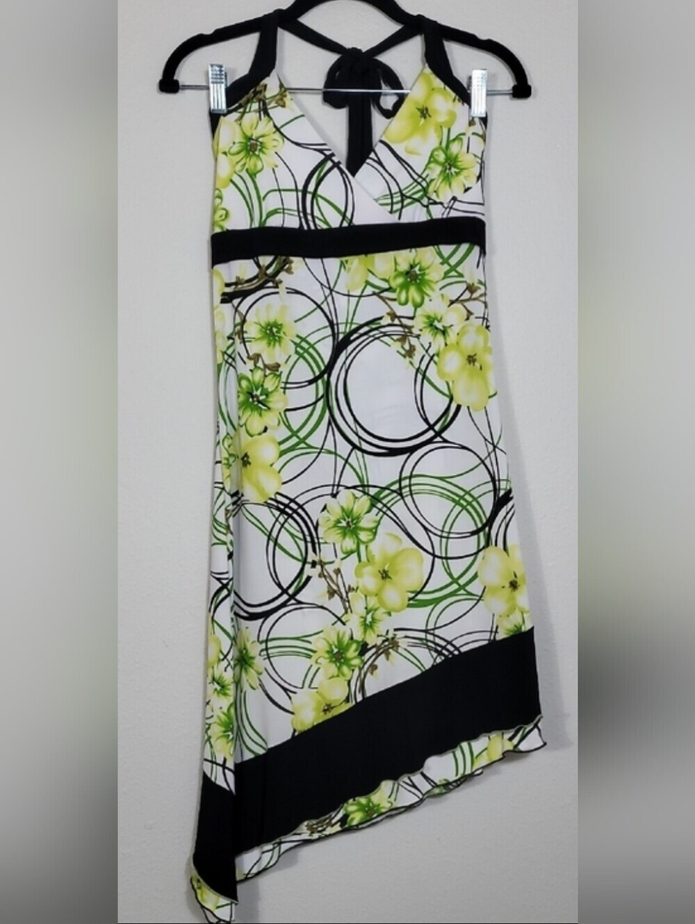 Y2K Asymmetrical Halter Dress Size Small Floral Fairy Whimsical Boho Romantic